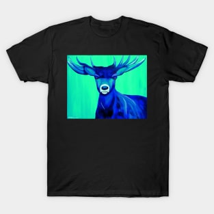 Aqua stag deer art T-Shirt